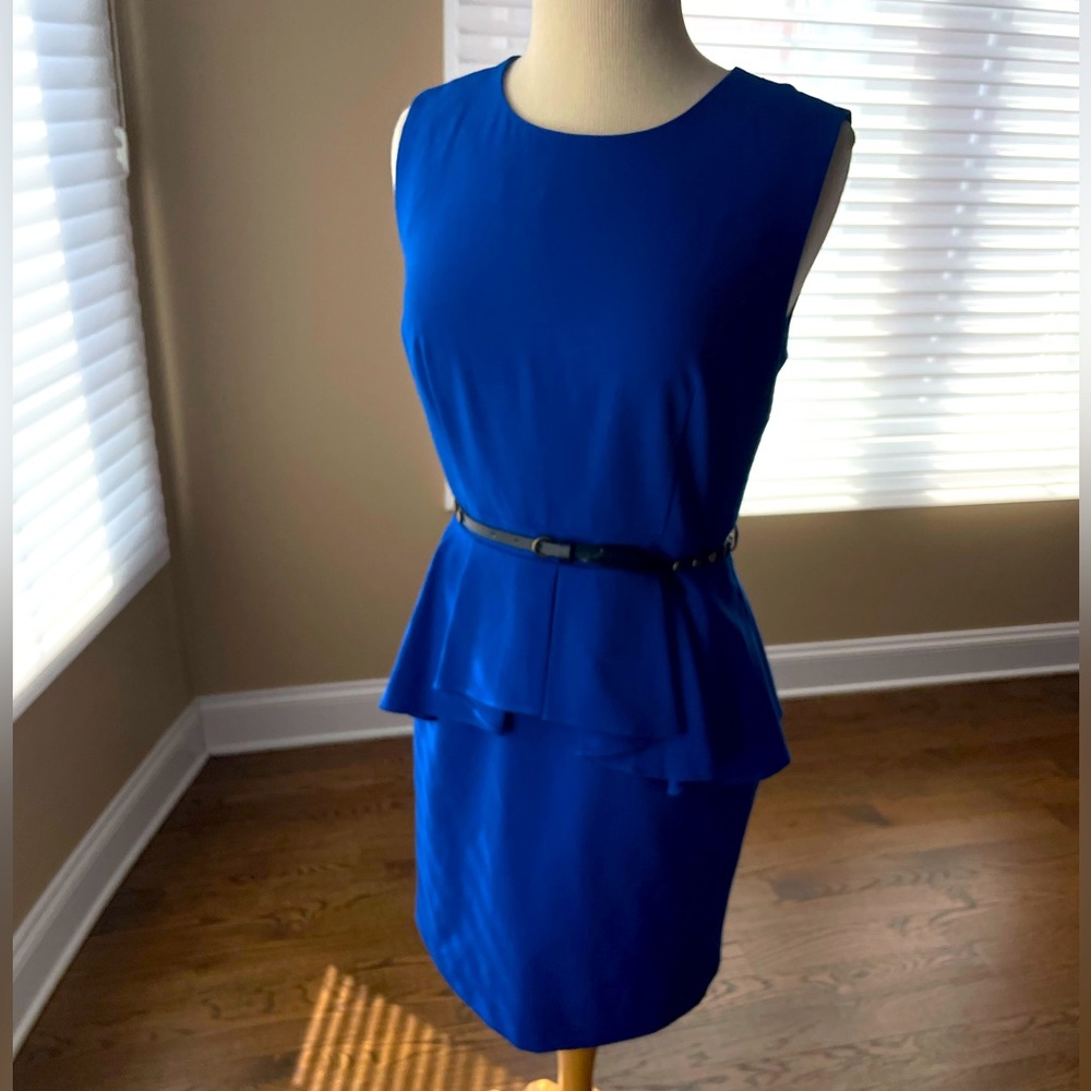 Forever21 Contemporary Peplum Blue Dress, Size M